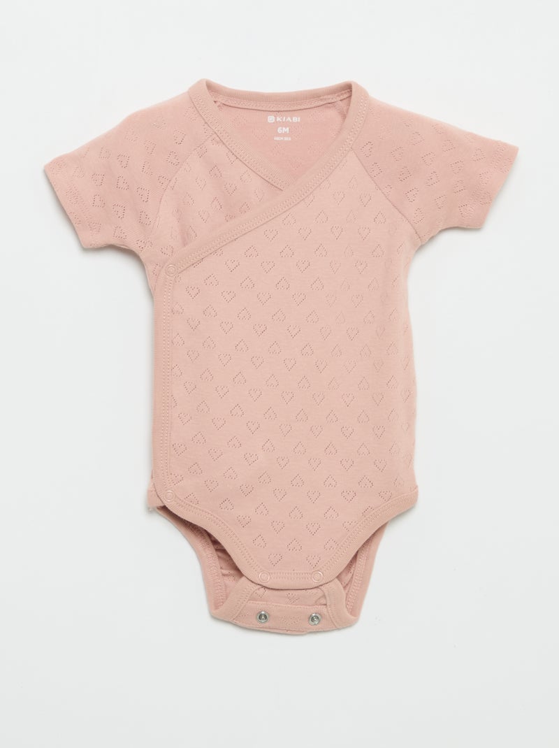 Set van 3 rompertjes met ribbeltextuur Rose - Kiabi