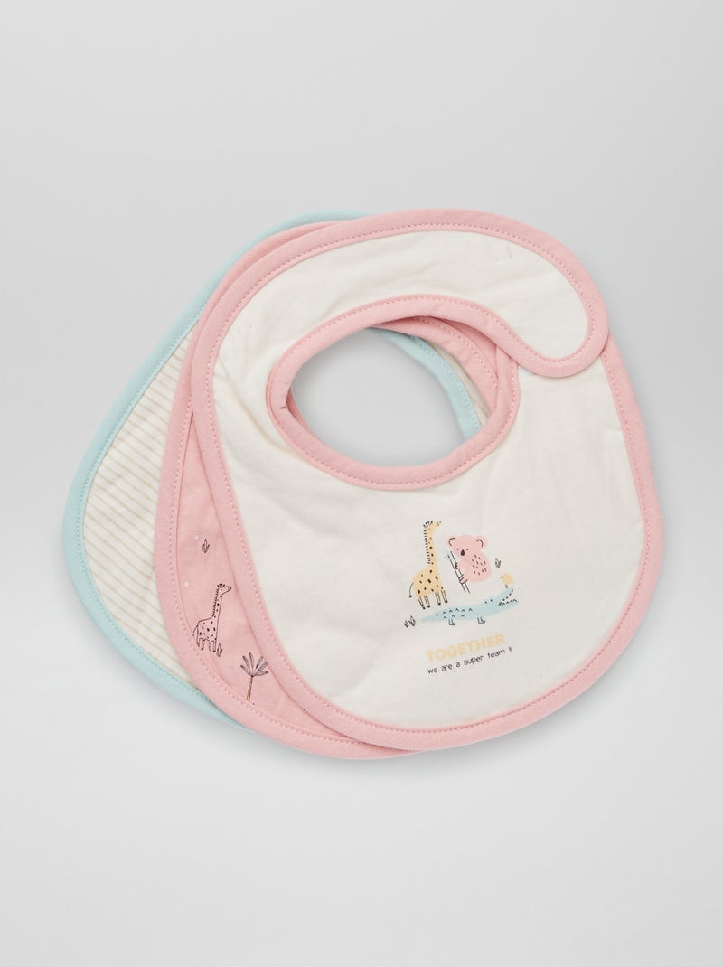 Set van 3 ronde slabbetjes van badstof ROSE - Kiabi