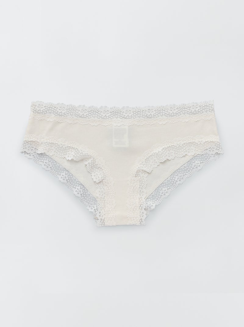 Set van 3 shortjes in fijne ribstof bruin - Kiabi