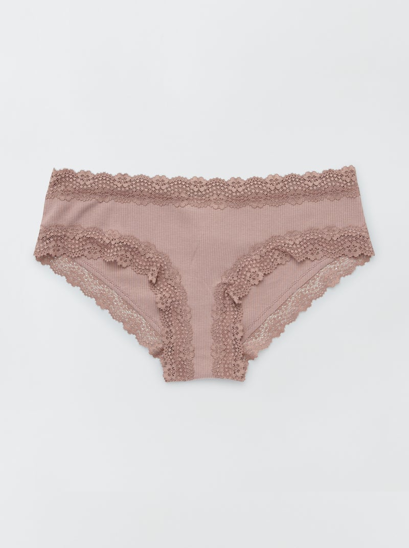 Set van 3 shortjes in fijne ribstof bruin - Kiabi