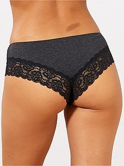 Set van 3 shorty's van polykatoen met kanten details - Kiabi