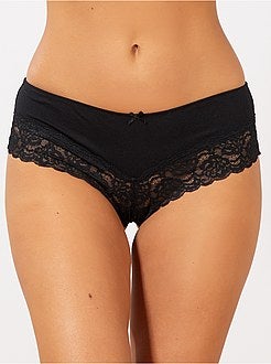 Set van 3 shorty's van polykatoen met kanten details - Kiabi