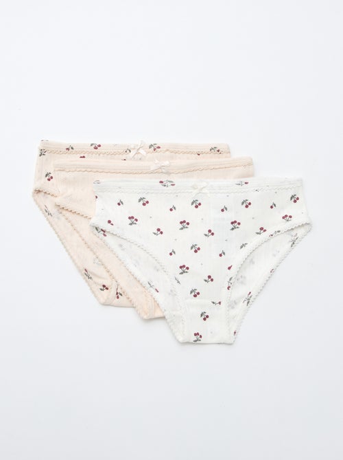 Set van 3 slipjes van pointelle tricot - Kiabi