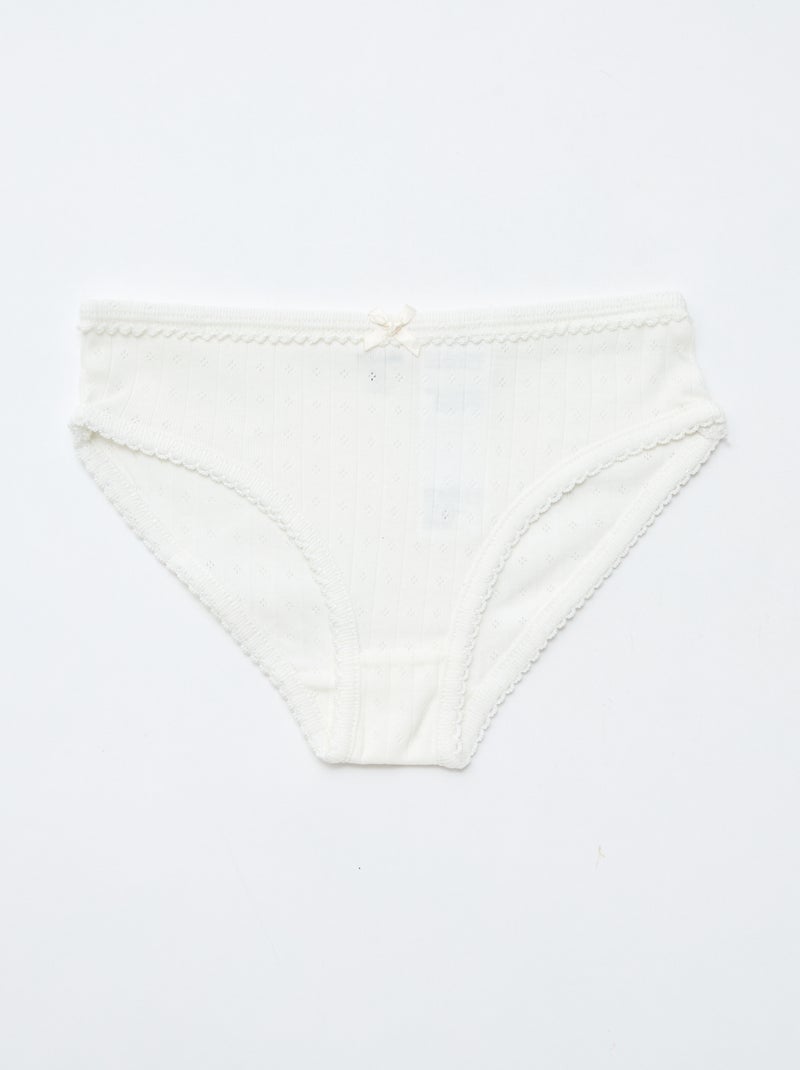 Set van 3 slipjes van pointelle tricot Wit - Kiabi