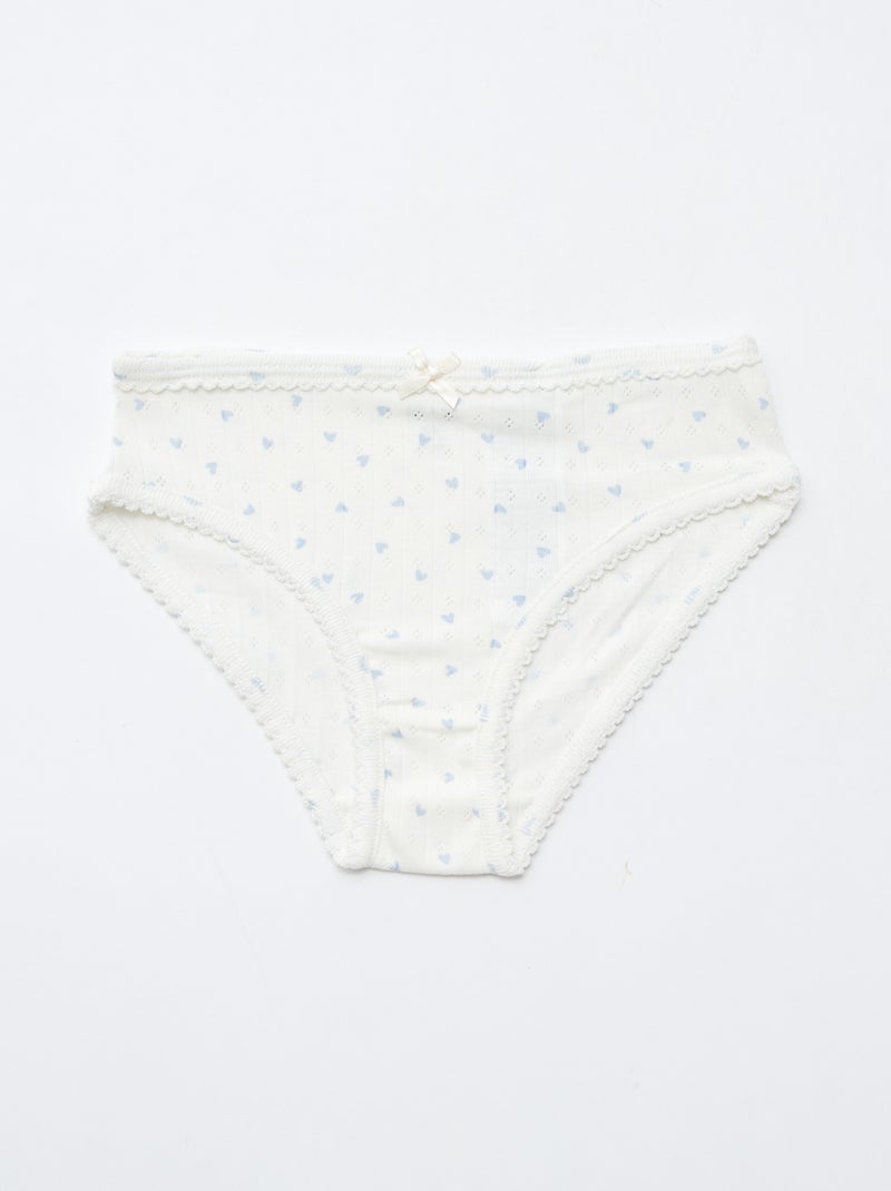 Set van 3 slipjes van pointelle tricot Wit - Kiabi