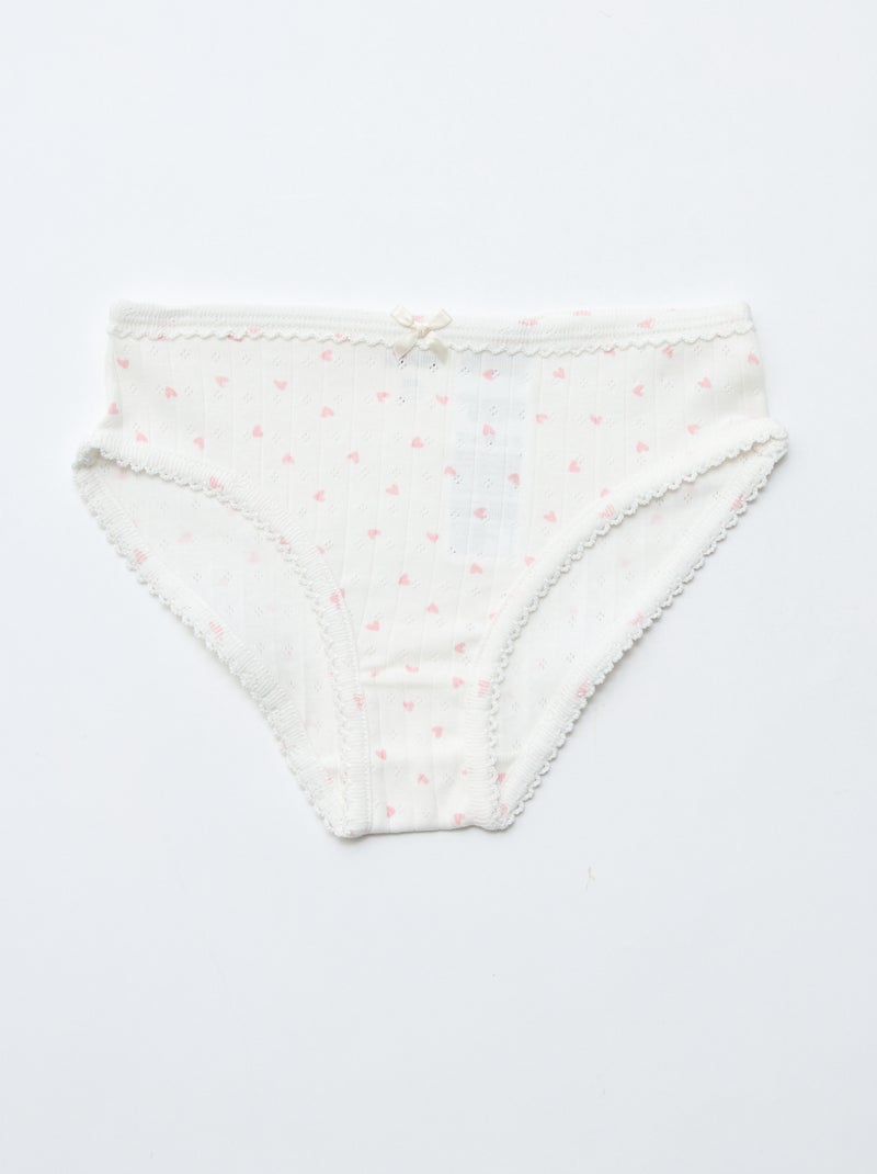 Set van 3 slipjes van pointelle tricot Wit - Kiabi