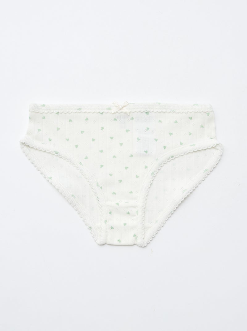 Set van 3 slipjes van pointelle tricot Wit - Kiabi