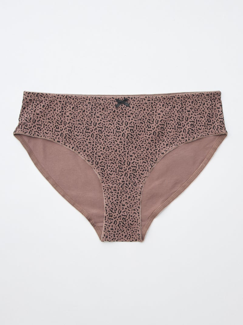 Set van 3 slips van stretchkatoen Bruin - Kiabi