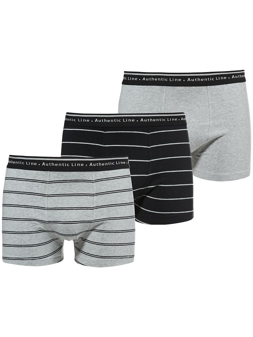 Set van 3 stretch katoenen boxershorts zwart /grijs  - Kiabi