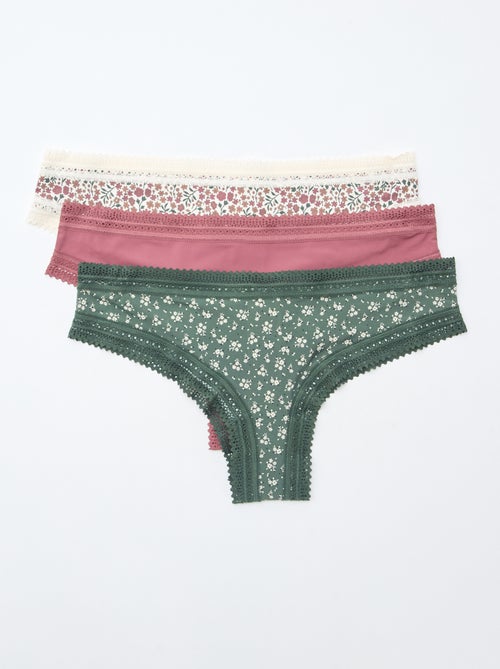 Set van 3 strings van bedrukte microvezel - Kiabi