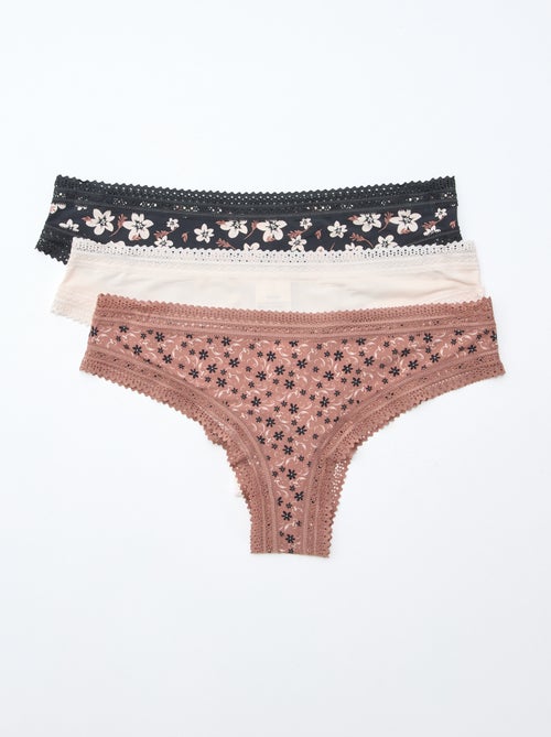 Set van 3 strings van bedrukte microvezel - Kiabi