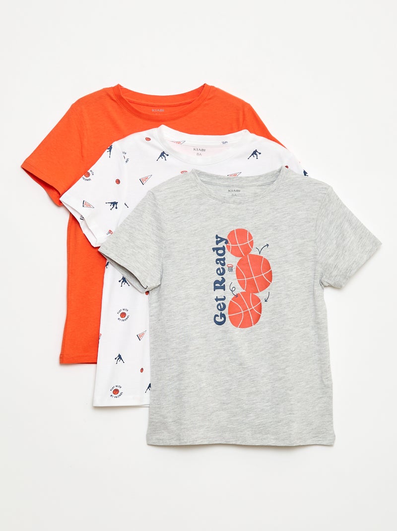 Set van 3 T-shirts in basketstijl Grijs - Kiabi