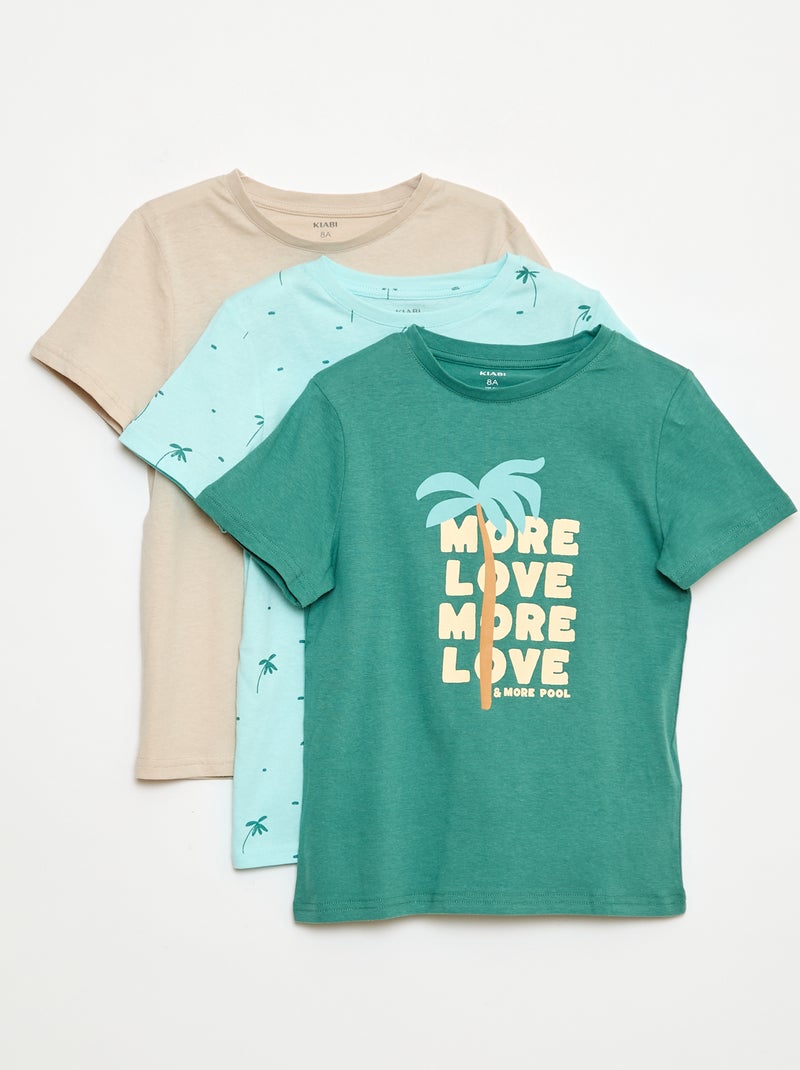 Set van 3 T-shirts in palmboomthema Groen - Kiabi