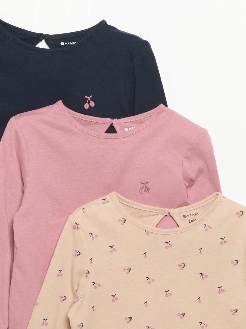 Set van 3 T-shirts met lange mouwen Rose - Kiabi
