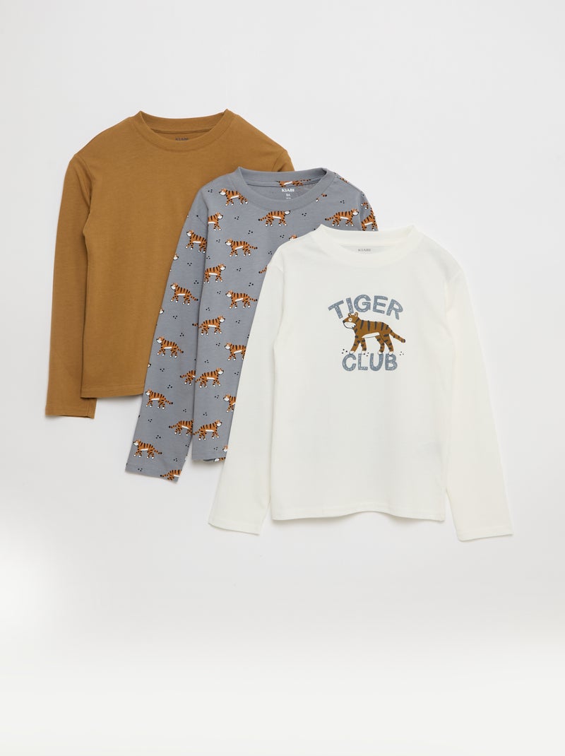 Set van 3 T-shirts met print Biege - Kiabi