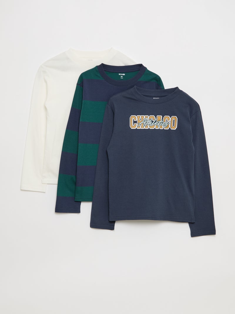 Set van 3 T-shirts met print Blauw - Kiabi
