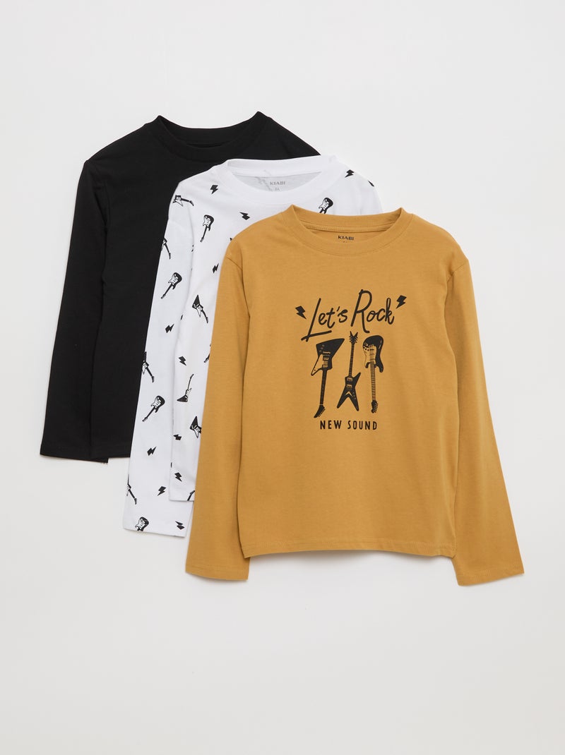 Set van 3 T-shirts met print Geel - Kiabi