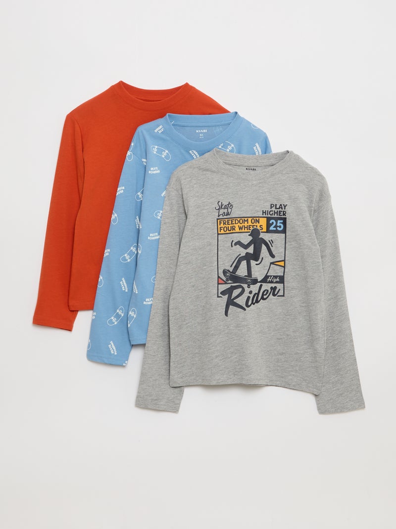 Set van 3 T-shirts met print Grijs - Kiabi