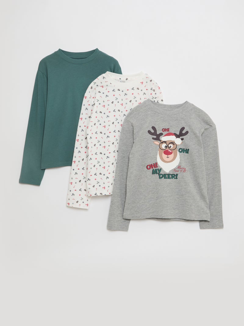 Set van 3 T-shirts met print Grijs - Kiabi