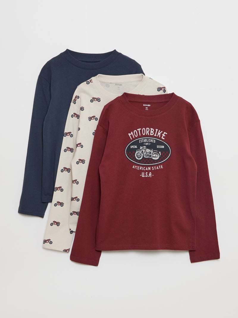 Set van 3 T-shirts met print Rood - Kiabi