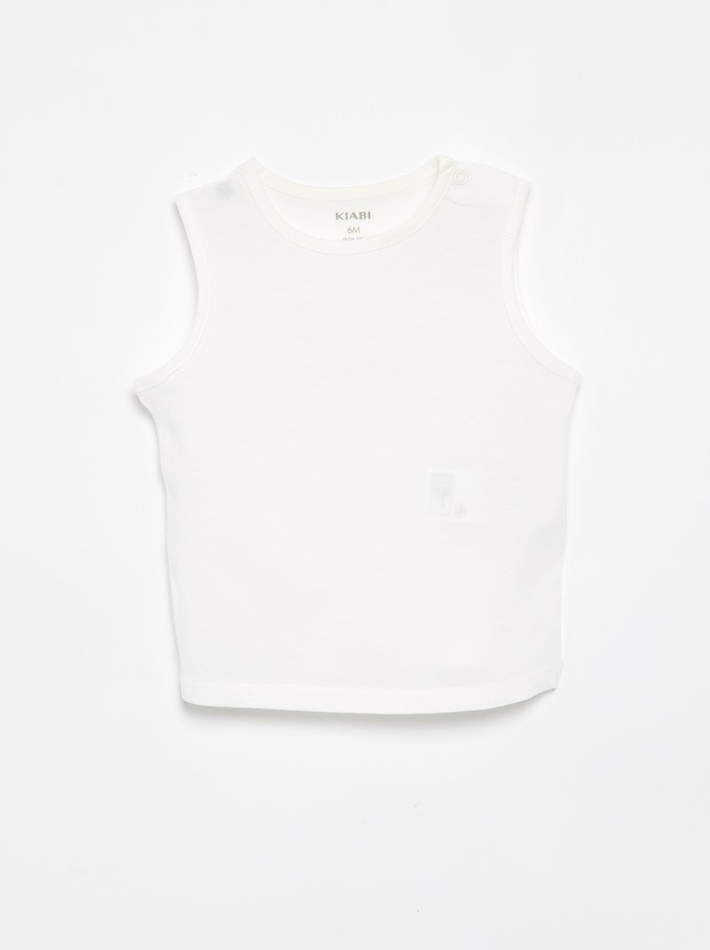 Set van 4 effen hemdjes Wit - Kiabi