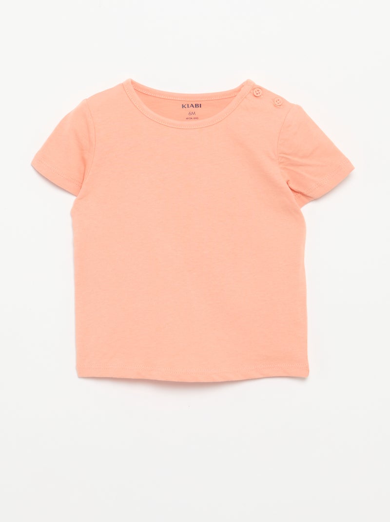Set van 4 effen T-shirts Oranje - Kiabi