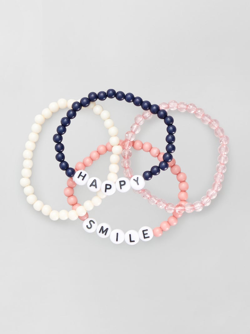 Set van 4 kralenarmbanden met letters BLAUW - Kiabi