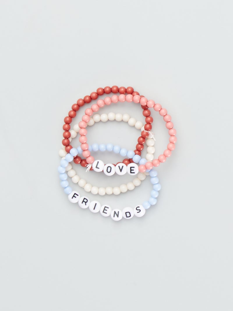 Set van 4 kralenarmbanden met letters ROSE - Kiabi