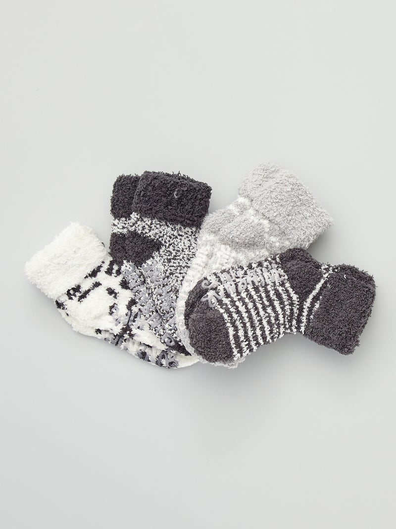 Set van 4 paar sokken van bouclé GRIJS - Kiabi