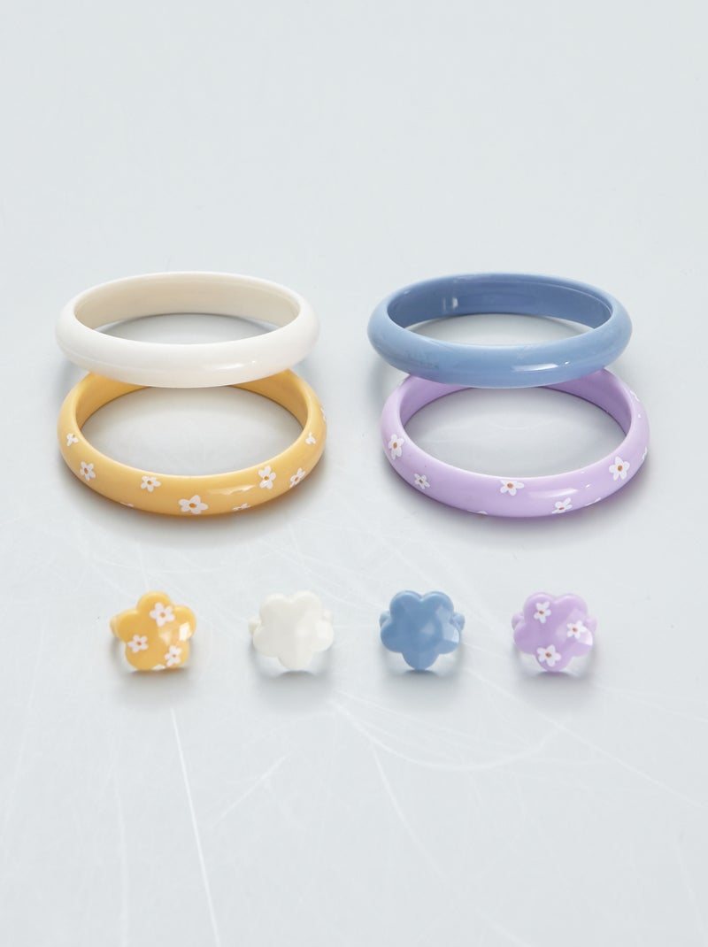 Set van 4 ringen en 4 armbanden meerkleurig - Kiabi