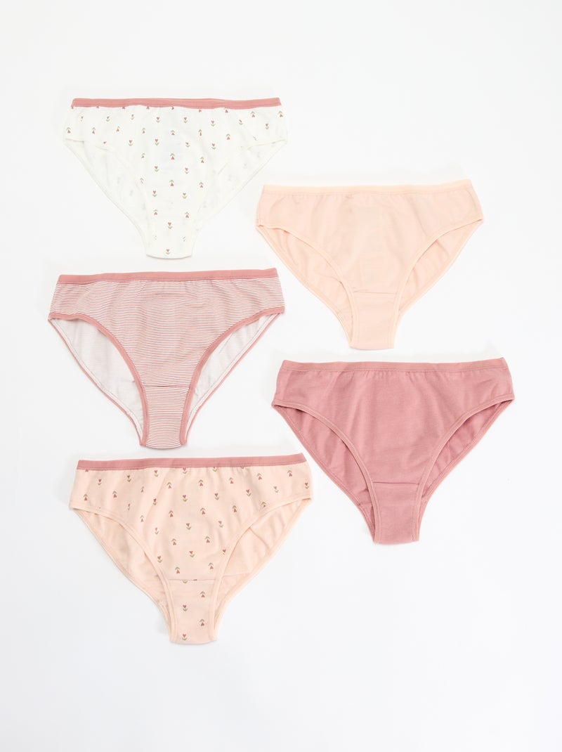 Set van 5 bedrukte slipjes Roze - Kiabi