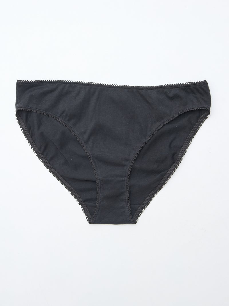 Set van 5 effen katoen onderbroekjes zwart - Kiabi