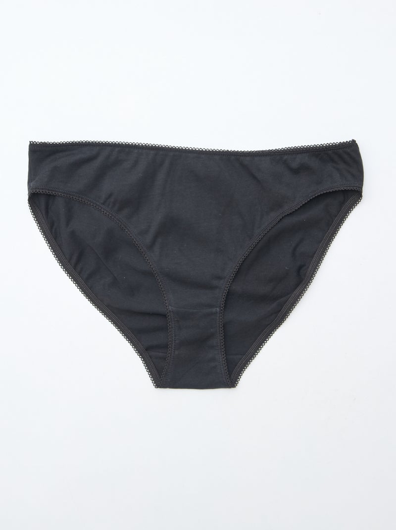 Set van 5 effen katoen onderbroekjes zwart - Kiabi