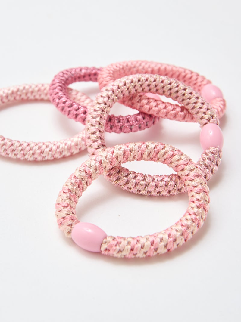 Set van 5 gekleurde elastiekjes Rose - Kiabi