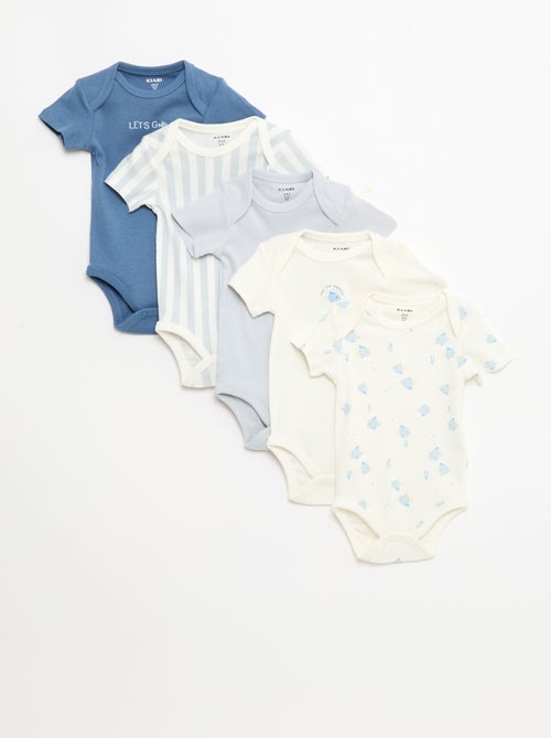 Set van 5 katoenen bodies met korte mouwen - Kiabi