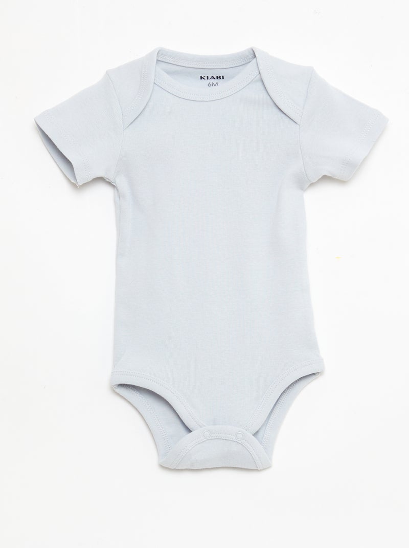 Set van 5 katoenen bodies met korte mouwen Blauw - Kiabi
