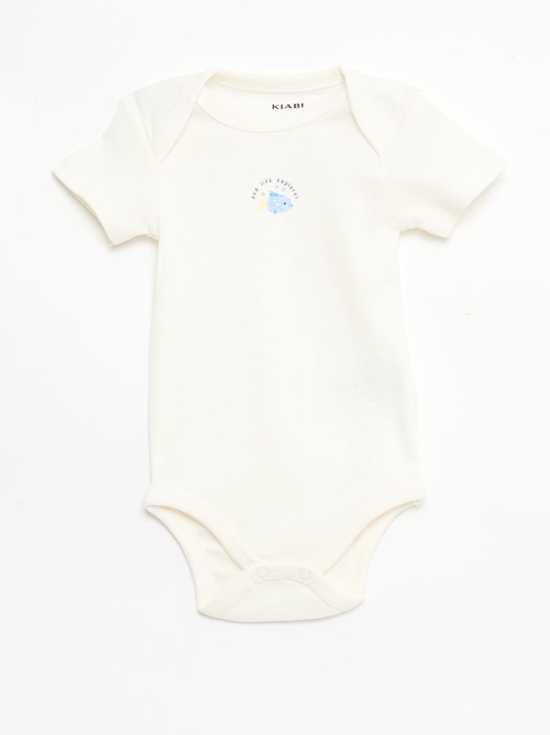 Set van 5 katoenen bodies met korte mouwen Blauw - Kiabi