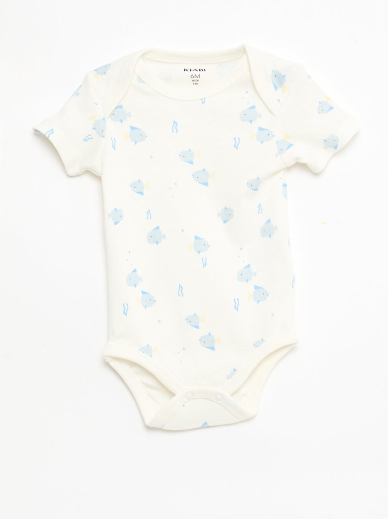 Set van 5 katoenen bodies met korte mouwen Blauw - Kiabi