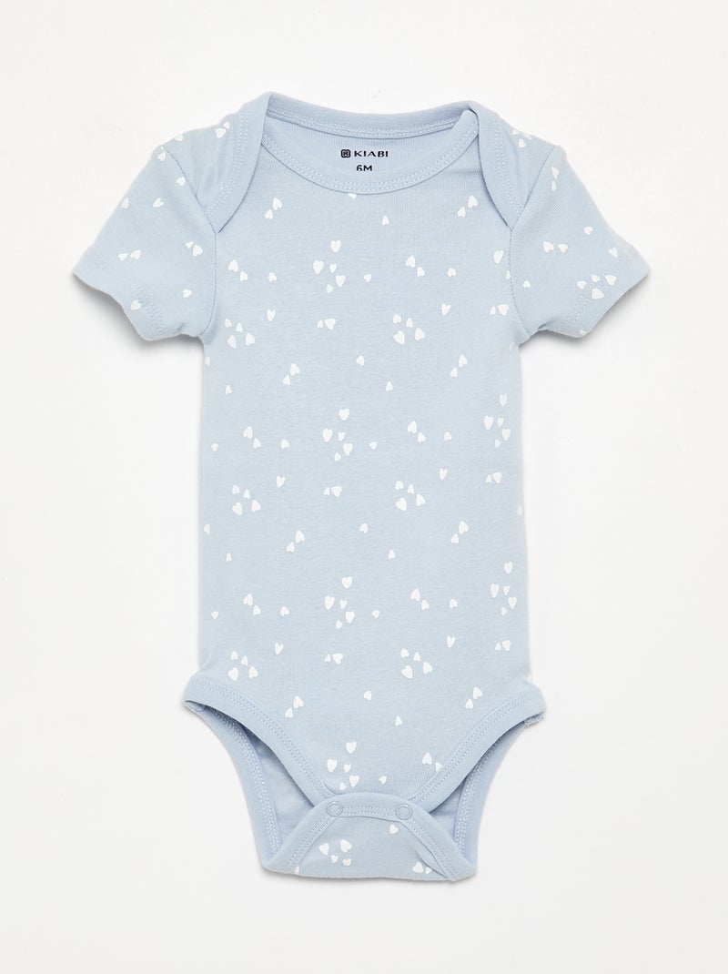 Set van 5 katoenen bodies met korte mouwen Blauw - Kiabi