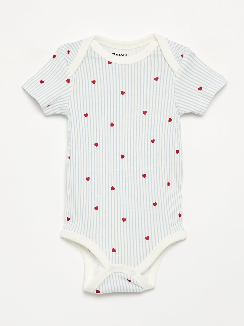 Set van 5 katoenen bodies met korte mouwen Blauw - Kiabi