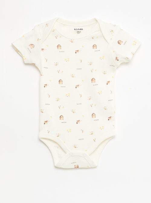 Set van 5 katoenen bodies met korte mouwen - Kiabi