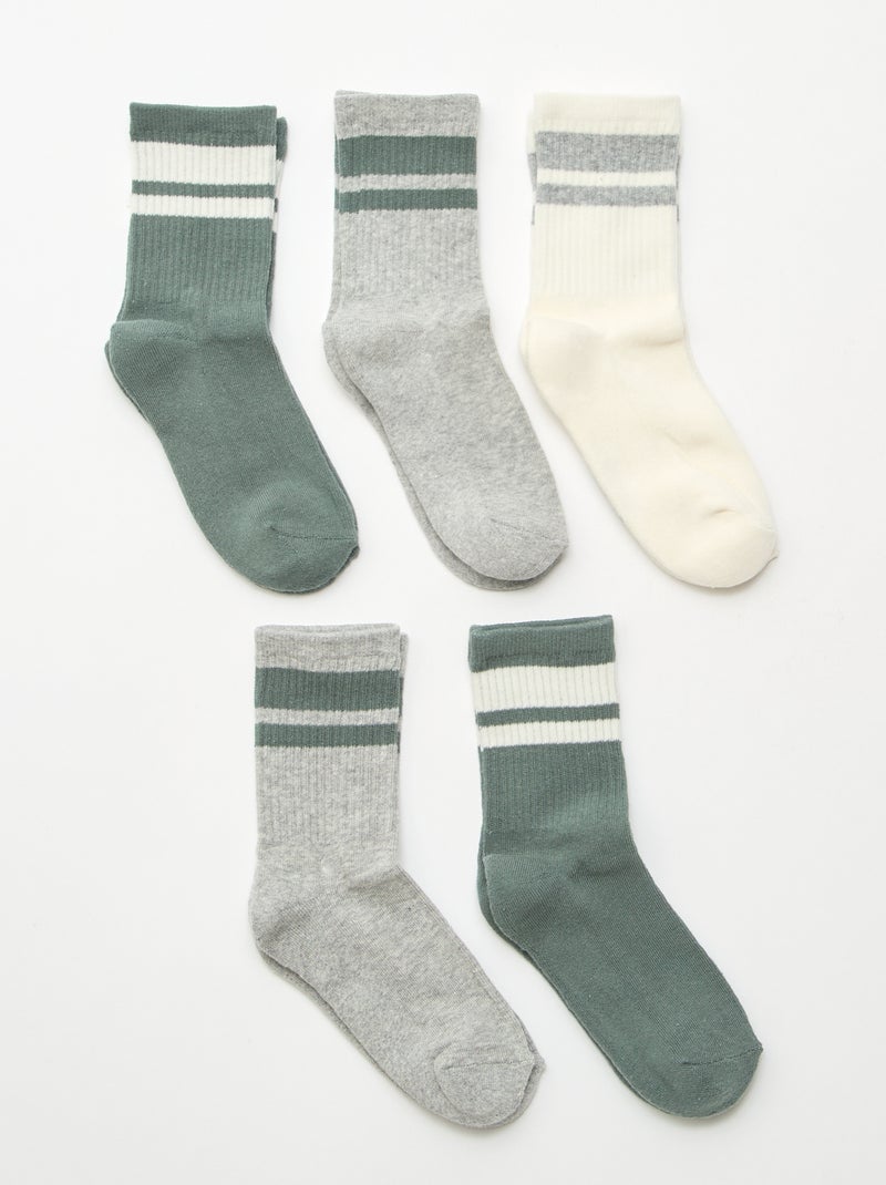Set van 5 katoenen sokken Groen - Kiabi