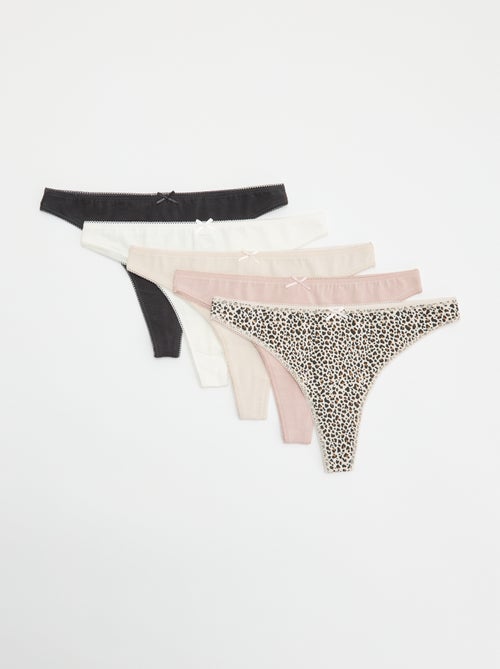 Set van 5 katoenen tanga's - Kiabi
