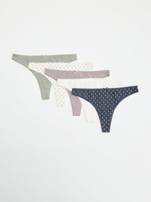 Set van 5 katoenen tanga's - Kiabi