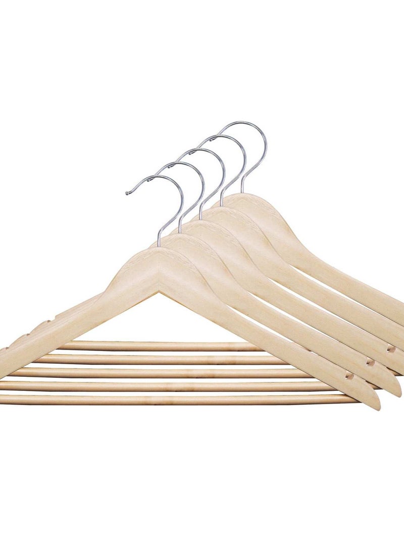 Set van 5 kleerhangers van natuurlijk hout biege - Kiabi