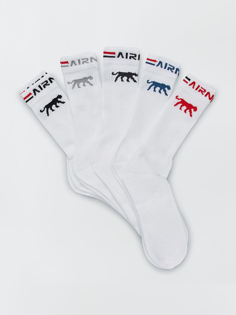 Set van 5 paar 'Airness'-sokken wit - Kiabi