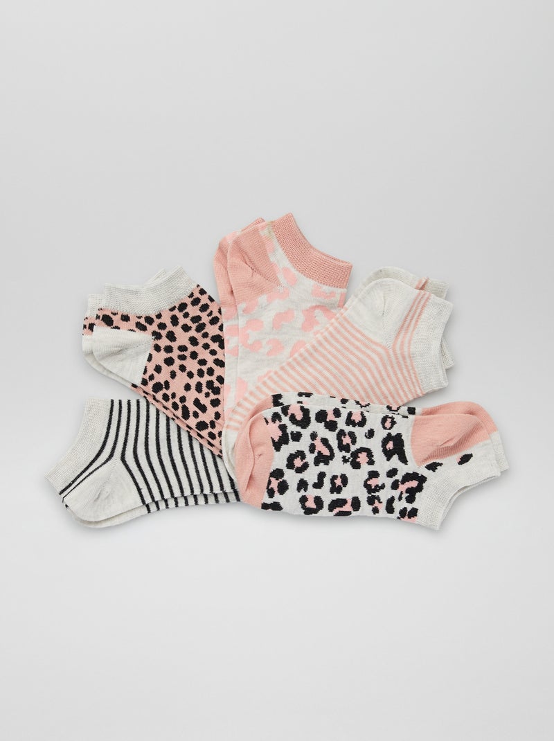 Set van 5 paar korte sokken roze - Kiabi