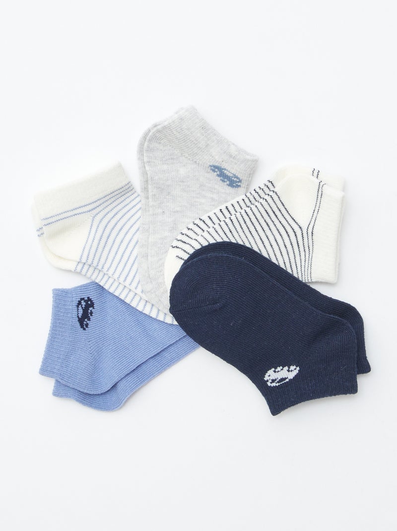 Set van 5 paar onzichtbare sokken BLAUW - Kiabi