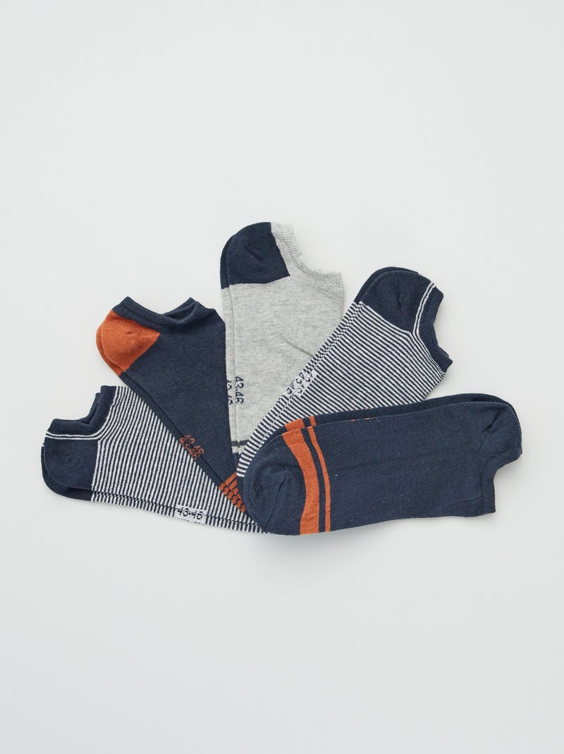 Set van 5 paar onzichtbare sokken BLAUW - Kiabi