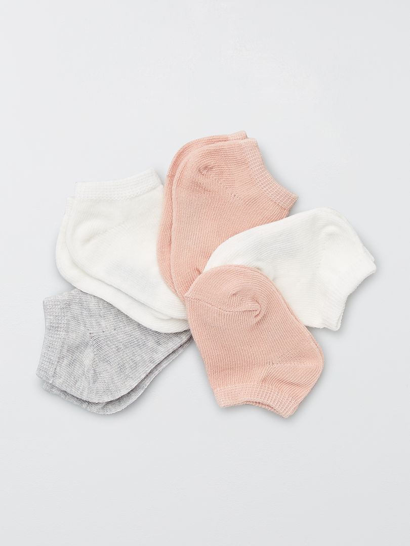 Set van 5 paar onzichtbare sokken roze - Kiabi